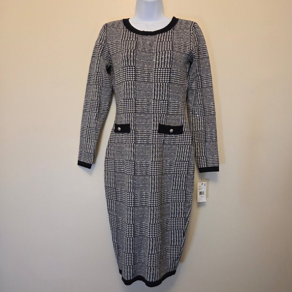 NWT BCX Sequin Plaid Midi Bodycon Sweater Dress - (S)